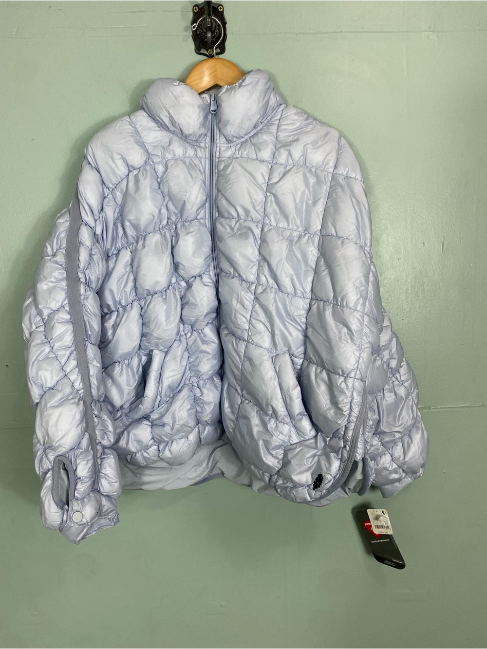 Free People Movement Scrunchy Glossy Packable Puffer Jacket Large Blue Pippa - Picture 2 of 5
